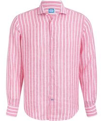 Panareha Camisa Hombre a Rayas Lino Amalfi Rosa (L)
