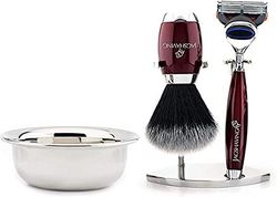 Juego de afeitar para hombre manual 5 borde seguridad maquinilla, Pelo sintético cepillo de afeitar acero inoxidable tazón, cepillo de afeitar para Barba cara kits de afeitar por JAG Shaving