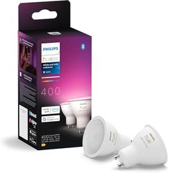 Philips Hue Faretto Smart GU10, Luce Bianca e Colorata (2 pezzi), 400lm, Compatibile con Bluetooth, Controllo vocale con Alexa, Apple Home e Google Assistant
