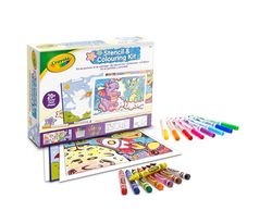 Crayola - Set Stencil Fun, om te tekenen en te creëren met stencils, uitwasbare stiften en waskrijtjes, creatieve activiteit voor kinderen, vanaf 5 jaar, 04-2952