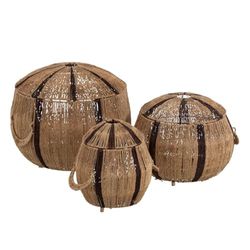 BigBuy Home Mandenset natuurlijk bruin jute 45 x 45 x 36 cm (3 stuks)