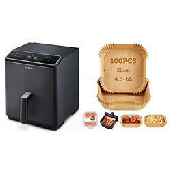 COSORI Friggitrice ad Aria Smart 6,4L+COSORI Carta Forno Per Friggitrice ad Aria 4.5-6L 100 Pezzi