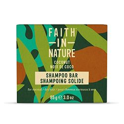 Faith in Nature Saponetta Shampoo Naturale al Cocco & Karité, Idratante, Vegana e Non Testata su Animali, Senza SLS e Parabeni, Capelli Normali e Secchi, 85 g