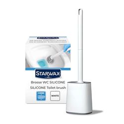 STARWAX - Brosse WC Silicone Double Face - Nettoyage Facile même dans Les endroits Difficile - Séchage Rapide et sans Odeur - Robuste - Couleur Blanche