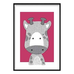 Artze Wall Art Jirafa Sketch Style - Póster (40 cm de ancho x 50 cm de alto, color rosa brillante