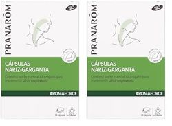 PRANAROM - Aromaforce - Cápsulas Nariz-Garganta - con Aceites Esenciales - Orégano Vulgare - Mantenimiento de la Salud de las Vías Respiratorias - Limón 100% Orgánico - 30 Cápsulas. (Paquete de 2)