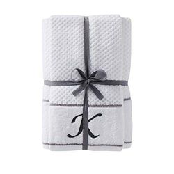 SKL Home by Saturday Knight Ltd. Monogram K Bath and Hand Towel Set, White, 4-pack