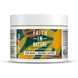 Faith in Nature Naturlig karité & argan-hårmask, närande, vegansk och otestad på djur, utan SLS och parabener, torrt och mycket torrt hår, 300 ml