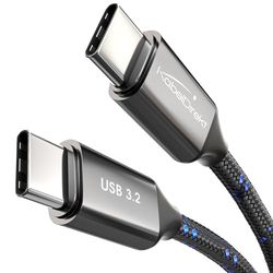 KabelDirekt – Câble USB C, USB 3.2 Gen 2, connecteur en métal + tressage – 1,5m (pour données/vidéo à 20GBPS, charge rapide à 240W, câble universel de données/charge/moniteur, noir)