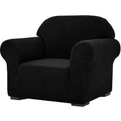 SU SUBRTEX Thickened Stretch Sofa Cover 1 Piece Covers for Living Room Soft Furniture Protector for Kids/Dogs Washable Couch Slipcovers(Chair,Black)