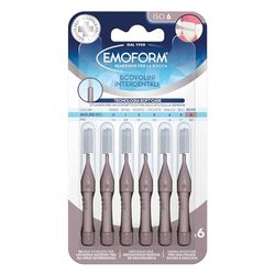Brosse Interdentaire Emoform Beige 6 pièces avec technologie SoftCare pour un contact extra délicat sur les gencives grâce aux poils souples - Poignée antidérapante avec capuche pour l'hygiène buccale