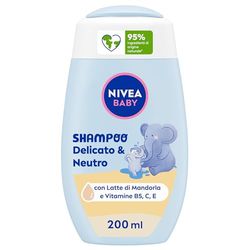 NIVEA BABY Shampoo Delicato & Neutro 200ml, Shampoo bambini per una detersione delicata, Shampoo neonato con protezione no lacrime, Shampoo senza solfati per capelli morbidi e senza nodi
