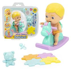 Cicciobello Amicicci, CC0101 Baby met hobbelpaard, met accessoires, model voor jongens blond haar, speelgoed voor kinderen vanaf 3 jaar