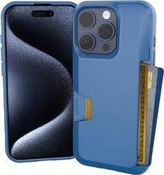 Smartish iPhone 15 Pro Wallet Case - Portemonnee Slayer Vol. 1 [Slim + Beschermend] Creditcardhouder - Blauw op de Groen