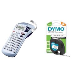 DYMO LetraTag XR Etichettatrice Palmare | Macchina etichettatrice portatile & LetraTag etichette originali in plastica – rotolo da 12 mm x 4 m – stampa nera su bianco