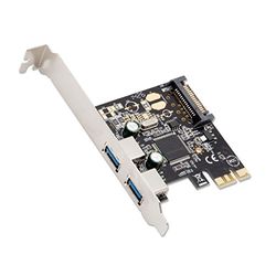 IO Crest 2 Port USB 3.0 PCI Express Card x1 with Super Speed USB 3.0 Type A and 15-Pin Power Connector Eltron Chipset