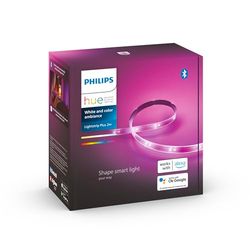 Philips Hue Lightstrip Plus 2 meter: LED-ljusslinga för inomhusbruk, startpaket med nätaggregat, Philips Hue White and Color, Zigbee & Bluetooth, trådlös, röststyrning