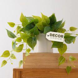 Faux planten binnen, kunstmatige planten voor huisdecoratie binnen, pothos kleine nepplanten - valplanten decor en decoratieve planten, valse planten en kunstplanten voor binnen en buiten - witte pot