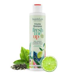 Jean & Len Shampooing Fraîcheur Thé Vert & Citron Vert, pour cheveux normaux à gras, protège de la déshydratation, soin équilibrant, sans parabène ni silicone, végétalien, 300 ml