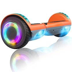 SISIGAD Hoverboard 6,5 inch overboard, Hover Scooter Board All-Terrain, Bluetooth en LED zelfbalancerende elektrische scooter voor kinderen en volwassenen HY-A12 grijs oranje