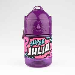Bouteille personnalisée pour enfant, gourde d'eau avec paille - Super Julia