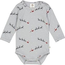 Müsli av grön bomull baby pojkar jultomten L/S kroppsbas lager, Jasmin blå/mystery blå/balsam kräm, 56 cm