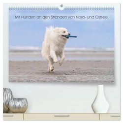Mit Hunden an den Stränden von Nord- und Ostsee (hochwertiger Premium Wandkalender 2025 DIN A2 quer), Kunstdruck in Hochglanz: Hunde aller Altersklassen genießen das Strandleben.