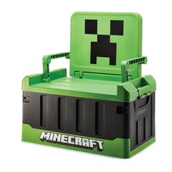 Numskull Coffre à jouets et chaise pliante 2-en-1 Minecraft – Organiseur d’accessoires gaming avec couvercle et poignées pour salons familiaux – Produit officiel Minecraft