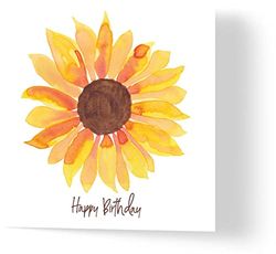 Happy Birthday Sunflower - Birthday Card - Made from Recycled Materials - Greeting Cards for Friends, Family, Loved Ones - Made by UK Independent Artists - Compostable Packaging