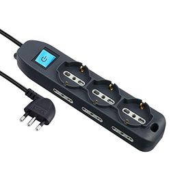 Electraline 62039 Extensão de 9 lugares com cabo, preto, 3 m