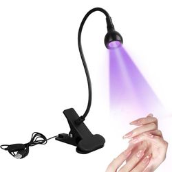 Lámpara de Uñas UV, 5W Lampara UV Led Uñas, Mini lámpara UV de uñas para Uñas De Gel Lampara Uñas Curado Rápido, LED USB Ultravioleta con Clip - Negro