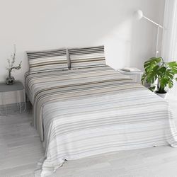 Beddengoedset voor tweepersoonsbed, katoen, river, gemaakt in Italië, compleet, hoeslaken, laken 240 x 300 cm en 2 kussenslopen met overslag (tweepersoonsbed, tijger)