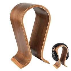 Linkidea Soporte de Madera para Auriculares Omega/Colgador de Auriculares de Madera/Soporte de Madera para Auriculares/Colgador de Escritorio para Auriculares Omega, Acabado de Madera de Nogal