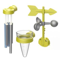 Smoby - Zestaw pogodowy dla dzieci – akcesoria do domku do zabawy Smoby – dzwonki wiatrowe, chorągiewka pogodowa, deszczomierz – od 2 lat – 810916