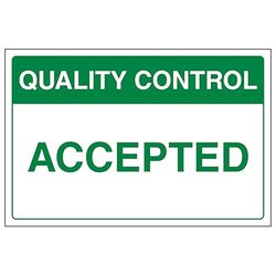 V Safety Quality Control - Accepted 300 x 200 mm - Panneau de sécurité en aluminium composite 3 mm
