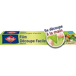 Albal - Film Découpe Facile 20m - Film étirable - Découpe facile à la main - Adhérent