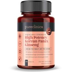 Pureclinica High Potency Korean Panax Ginseng 10,000mg x 180 Tablets - 6 Months Supply