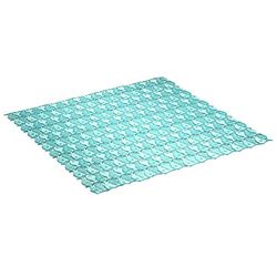 TATAY Tapis de Douche Antidérapant, PVC, avec ventouses, Résistant à la moisissure et aux Microbes, Antibactérien, Design Poissons, Turquoise. Mesure 54 x 54 cm