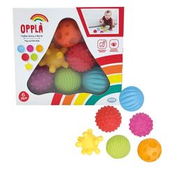 ODS - Opplà - 6 Bolas de Juego y mordes sensoriales, Material Vinilo, tamaño 6/6,5 cm, Edad Recomendada 6 m+