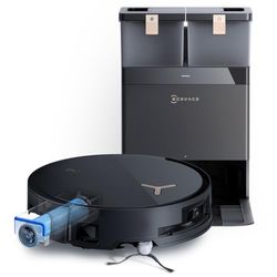 ECOVACS DEEBOT X8 PRO OMNI Robot Aspirapolvere Lavapavimenti, 18000Pa, Tecnologia di Lavaggio Automatico Istantaneo OZMO ROLLER, Pulizia con acqua calda 40-75°C, Soluzione Detergente Automatica, Nero
