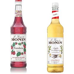 MONIN Premium Raspberry Syrup 700 ml & Premium Vanilla Syrup 1L