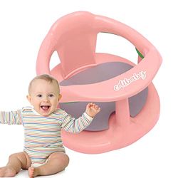 Edibaby, Badkuipstoel voor baby's, met 4 zuignappen, antislip, met armleuningen en hoge rugleuning voor baby's van 6 tot 24 maanden, belastbaar tot 30 kg (roze)