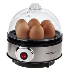 GreenBlue automatic egg cooker, 400W power, up to 7 eggs, measuring cup, 220-240V, 50 Hz, GB572, Schwarz/Silber