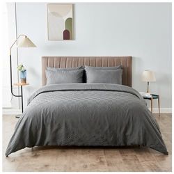 GC GAVENO CAVAILIA 3D Bedding Set King Size | Microfiber Duvet Cover Bed Linen | Machine Washable | Charcoal