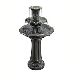 Teamson Home Fontaine de Jardin Cascade extérieur 3 Niveaux Chute d’Eau Effet Ardoise avec Pompe Gris foncé VFD8207-EU