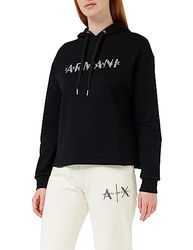 Armani Exchange Dames French Terry Armani Studded Logo Hoodie Hooded Sweatshirt, zwart, S