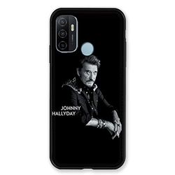 Beschermhoes voor Oppo A53 / A53S, motief: Johnny Hallyday, zwart