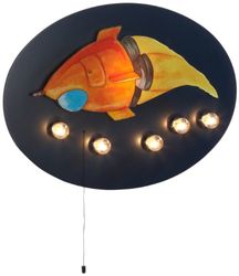 Niermann Standby 754 - Plafoniera con navicella spaziale, 5 lampadine E14, massimo 40 W + 1 lampadina E14 massimo 15, luce notturna con interruttore a tirette, 53 x 71 x 8 cm