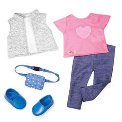 Our Generation BD30394Z - Klassieke Outfit - Legging en roze T-shirt