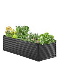 VEVOR Jardinière 1800x895x600 mm Lit de Jardin Surélevé Métal Galvanisé Bac de Plantation Fond Ouvert pour Cultiver Fleurs Herbes Plantes Succulentes dans Jardin Terrasse Patio Balcon, Gris Foncé